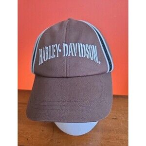 Brown Harley Davidson Original twill Baseball Cap Nos NWOT Hook & Loop Genuine